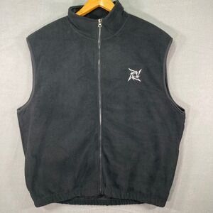 Metallica Vest Black Fleece Sleeveless Full Zip Embroidered Logo Men's Sz Xl‎